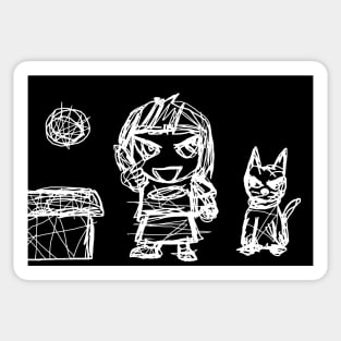 Girl&Cat Sticker